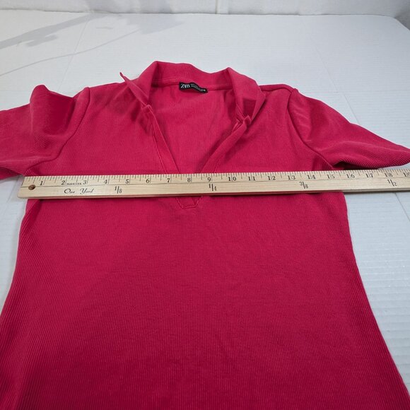 Zara Ribbed Polo Dress Women's L Pink - Picture 3 of 7